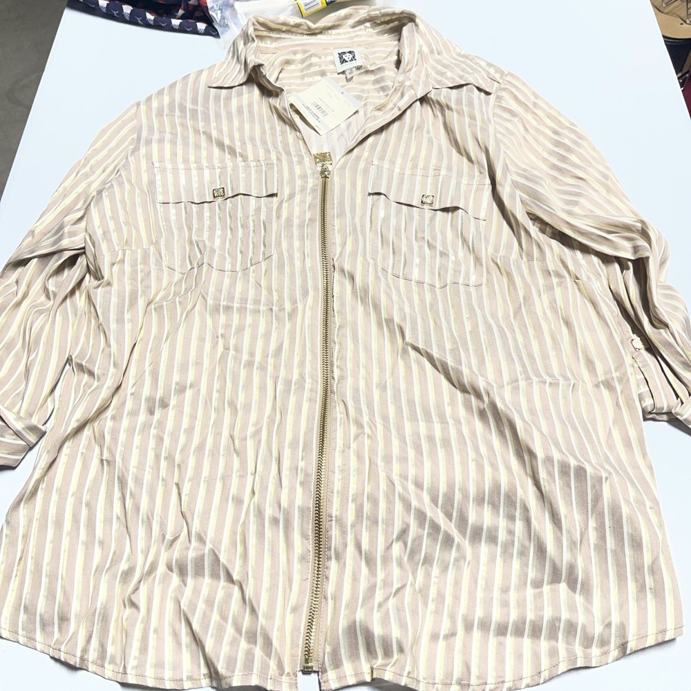 anne klein Women Top Long Sleeves Size 1X Brown Gold - Picture 11 of 16
